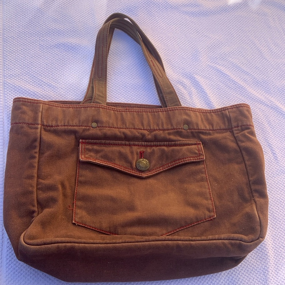 Vintage Gap Jeans bag ‘70-‘80’s brown denim. Leather handles.